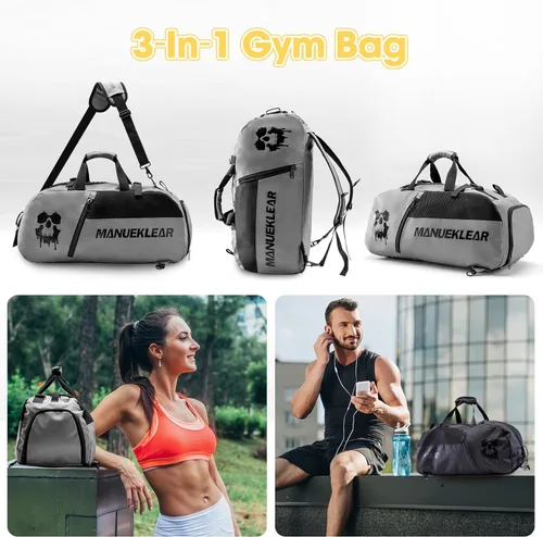 Miniatura 6 de Bolsa de gimnasio para mujeres y hombres, bolsa de lona para hombres con compartimento para zapatos, bolsas de lona deportivas para mujeres