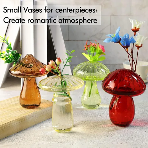 Miniatura 4 de 4 jarrones de vidrio con forma de hongo, macetas hidropónicas transparentes, plantas de flores para centro de mesa decorativo, decoración de mesa, 4