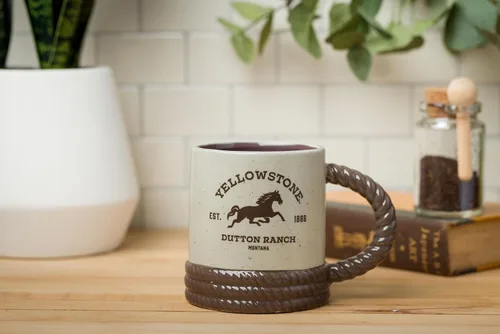 Miniatura 7 de Silver Buffalo Yellowstone Dutton Ranch Montana Rope - Taza de cerámica esculpida en 3D, 20 onzas Rancho Dutton de Yellowstone