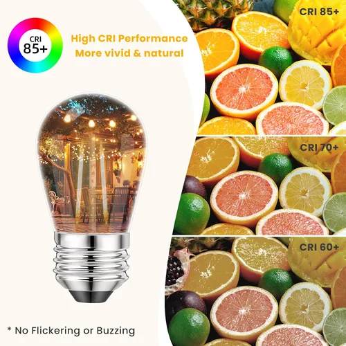 Miniatura 3 de Svater Paquete de 15 bombillas de repuesto S14 para cadena de luces al aire libre, vidrio LED regulable de 2 W, bombilla Edison vintage, blanco