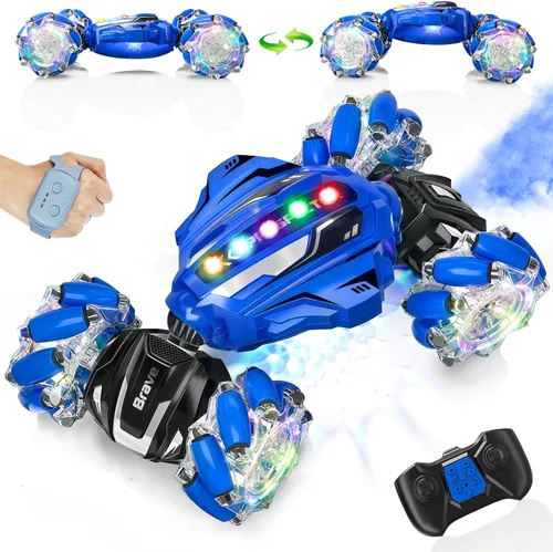 Miniatura 8 de Coche de acrobacias RC con detección de gestos – Juguetes para niños de 6 a 12 años, auto de control remoto controlado a mano 4WD con luz y música