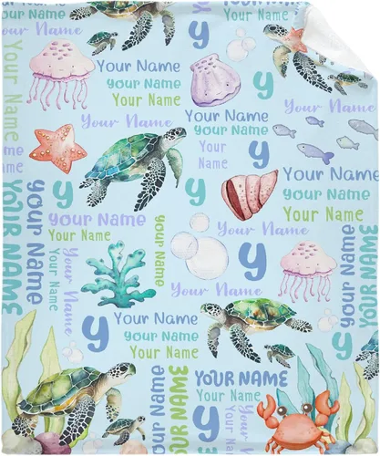 Miniatura 5 de Manta personalizada con nombre, texto y nombre, manta personalizada con nombre para bebés, niños, niñas y adultos, manta personalizada para Tortuga