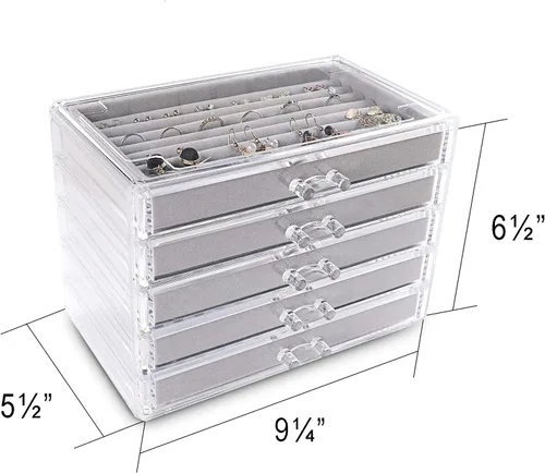 Miniatura 5 de Frebeauty - Joyero organizador de acrílico transparente de 5 niveles