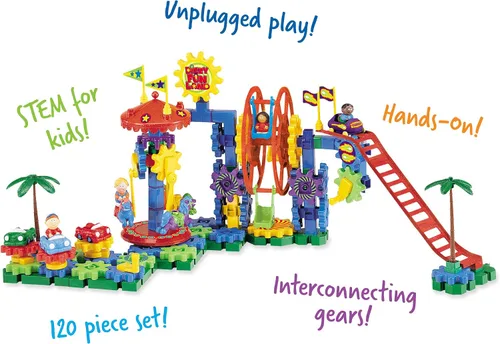 Miniatura 8 de Learning Resources Gears! Gears! Gears! Dizzy Fun Land, juego de juguetes de engranajes motorizados, engranajes para niños, ingeniería para niños