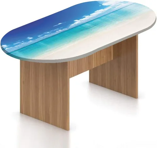 Miniatura 10 de XISUNYA Mantel ajustable ovalado de poliéster elástico, decoración del océano, mantel ajustable con estampado de playa y isla tropical, se adapta a