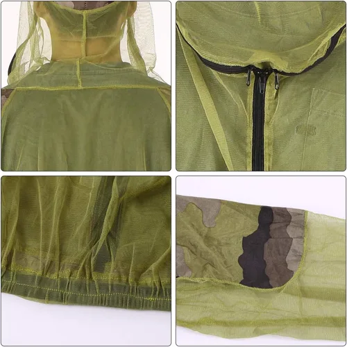 Miniatura 4 de Lixada Mesh Hooded Suits Ultra-fine Mesh Protective Jacket Summer Wear Fine Net Cover Jacket Suit for Outdoor Fishing Hiking Camping Gardening
