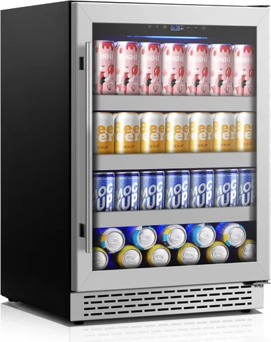 Miniatura 9 de Refrigerador de bebidas de 15 pulgadas, 13 botellas y 48 latas bajo encimera, refrigerador de bebidas negro con compresor de bajo ruido, enfriador