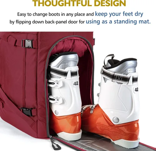 Miniatura 4 de Unigear - Mochila para botas de esquí para casco 50L/70L, lentes de protección, guantes, esquís, snowboard y accesorios Rojo