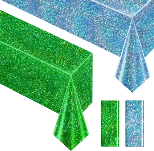 Miniatura 51 de Just Shimmer Mantel holográfico azul claro de 40" x 108" Decoración de fiesta rosa fuerte Día de San Valentín Fiesta de cumpleaños Decoración