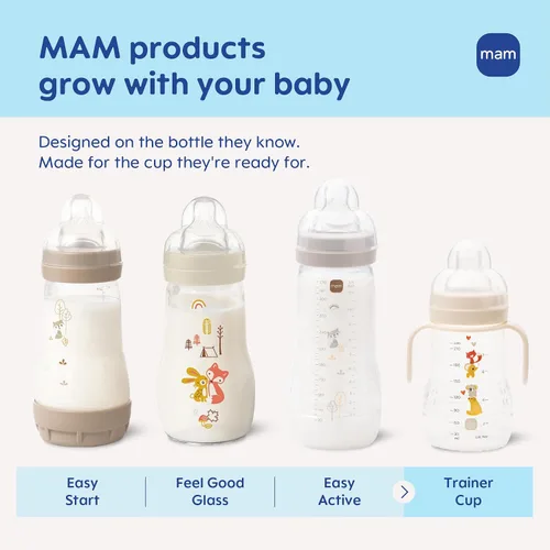 Miniatura 4 de MAM Vaso Entrenador con Boquilla para Niños Pequeños de 1-3, 8 oz. Taza de Transición para Beber con Boquilla Extrasuave, Pezón sin Derrames y Asas