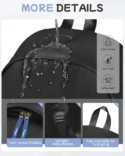 Miniatura 5 de Mochila escolar para adolescentes y niñas, color negro, simple, mochila escolar impermeable, mochila de escuela secundaria para niños, mochila