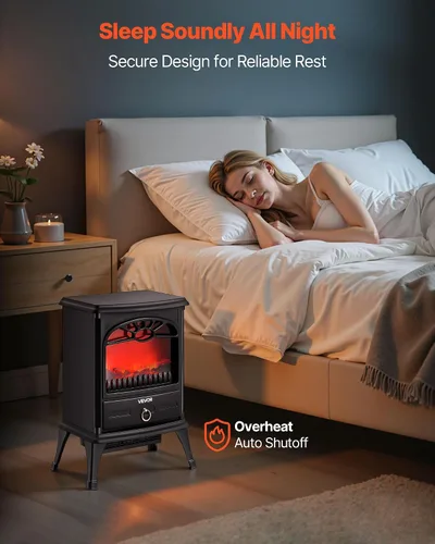 Miniatura 6 de VEVOR Chimeneas independientes de 22.8 pulgadas, calentador eléctrico portátil de 1500 W, 5120 BTU, con protección contra sobrecalentamiento, llamas