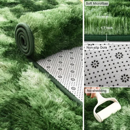 Miniatura 4 de Nuttumico Alfombras de Pasillo Suaves de 2x4 Pies para Dormitorio y Sala de Estar, Alfombra Mullida de Felpa, Alfombras de Área Antideslizantes Tie
