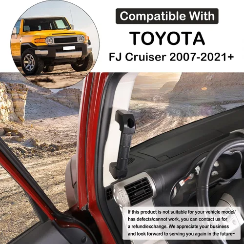Miniatura 2 de Kit de repuesto de mango de agarre de pilar A para automóvil compatible con Toyot@ FJ Cruiser 2007-2021, mango de aleación de aluminio para Negro