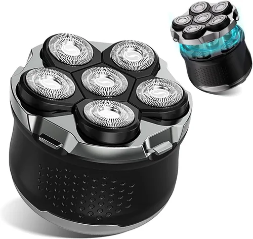 Afeitadoras eléctricas de cabeza flotante 6D para hombres calvos, afeitadora giratoria magnética para la cara de los hombres, maquinilla de afeitar