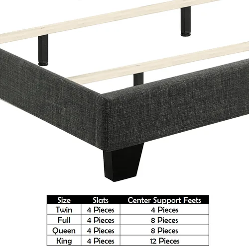 Miniatura 7 de Rosevera Turin Linen - Cama tapizada con paneles con cabecero ajustable con botones para dormitorio, tamaño Queen, carbono