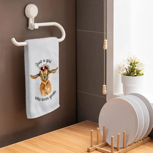 Miniatura 2 de HIWX Just A Girl Who Loves Goats Goat Lover - Toallas de cocina decorativas y paños de cocina, divertidos paños de mano de flores de cabra rústica