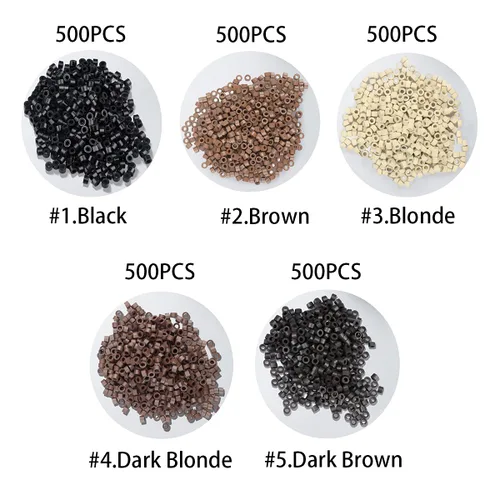 Miniatura 2 de 2500 extensiones de cabello con microenlaces, cuentas forradas de silicona de 0.197 in para extensiones de cabello humano con punta I Tip