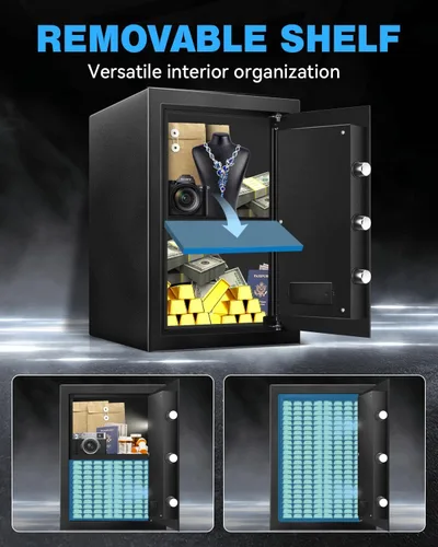 Miniatura 5 de Caja de seguridad de 2.5 pies cúbicos para el hogar, caja de seguridad electrónica digital de acero personal con cerradura de seguridad y luz sensor