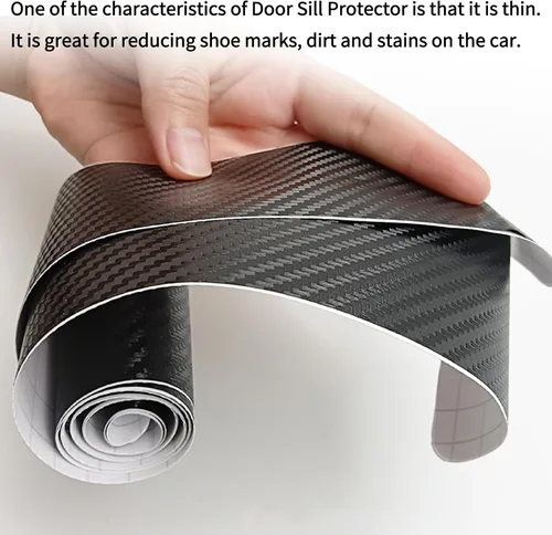 Miniatura 5 de Protector de umbral de puerta de automóvil, tiras de fibra de carbono 4D antiarañazos, protección universal contra rozaduras para umbral de puerta