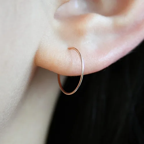 Miniatura 134 de Small Gold or Sterling Silver Huggie Hoop Earrings for Women Cartilage Nose Helix Tragus
