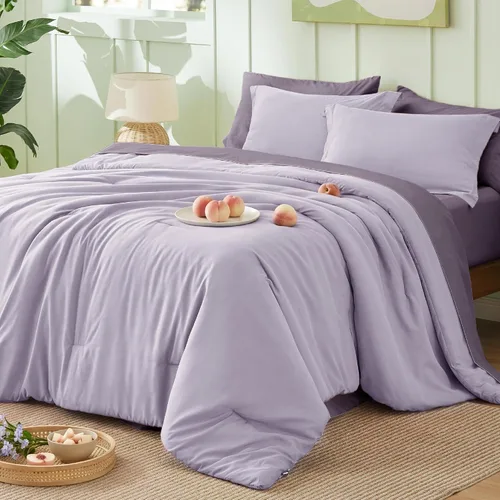 Miniatura 20 de Bedsure Juego de ropa de cama con edredón tamaño King en verde salvia, 7 piezas de ropa de cama ligera para cama King estilo boho, juego de ropa