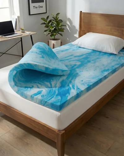 Cubrecolchón de espuma viscoelástica individual de 2 pulgadas, con infusión de gel refrescante, almohadilla de colchón suave y ventilada para