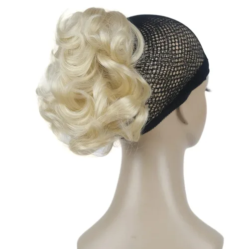 Miniatura 10 de Aimole Extensiones de clip de garra sintética de dama de cola de caballo gris rizado corto (48T)