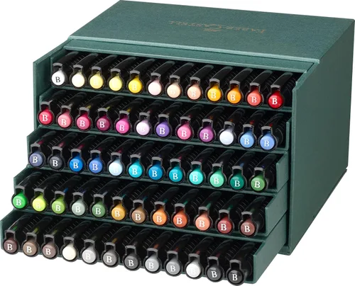 Miniatura 2 de Faber-Castell Art & Graphic Pitt Artist Pen Brush India Ink Pen, multicolor, caja de estudio de 60 unidades, para arte, manualidades, dibujo