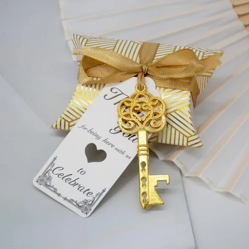 Miniatura 4 de Aokbean Juego de 50 piezas de abrebotellas con llave de esqueleto vintage, recuerdos de boda, regalo de recuerdo para invitados, almohada, caja