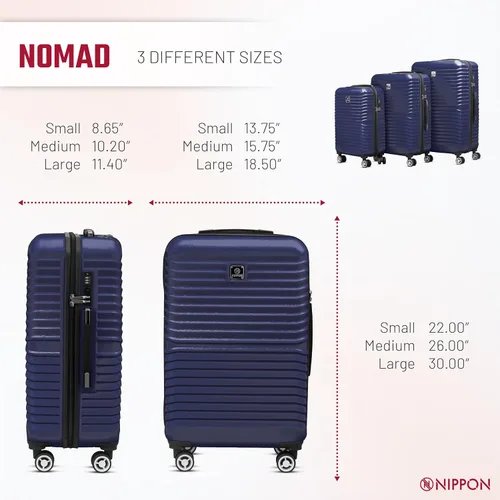Miniatura 4 de NIPPON Luggage Nomad - Maleta giratoria rígida con ruedas para mujeres y hombres, rodillo de carcasa dura de viaje, ultra fuerte y duradero