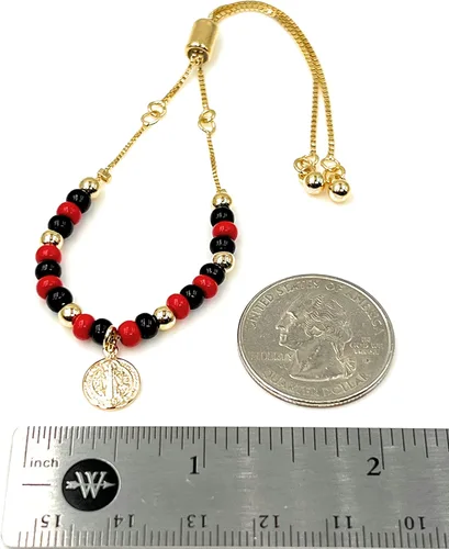 Miniatura 3 de LESLIE BOULES Pulsera de oro de San Benito para mujer, joyería de protección, Latón