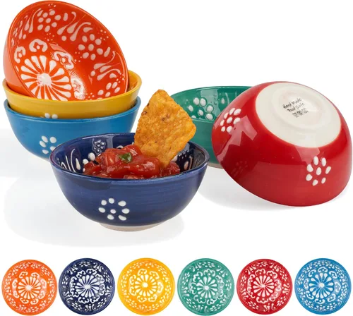 Miniatura 10 de BCS Juego de 6 cuencos de cerámica pequeños para inmersión, tabla de preparación de cocina y charcutería, plato de salsa de soja, platos decorativos