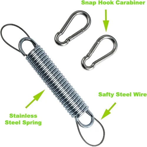 Miniatura 5 de Muelles oscilantes para porche, capacidad de 700 libras, kit de resorte de acero inoxidable para silla colgante, 2 resortes, 4 mosquetones de gancho