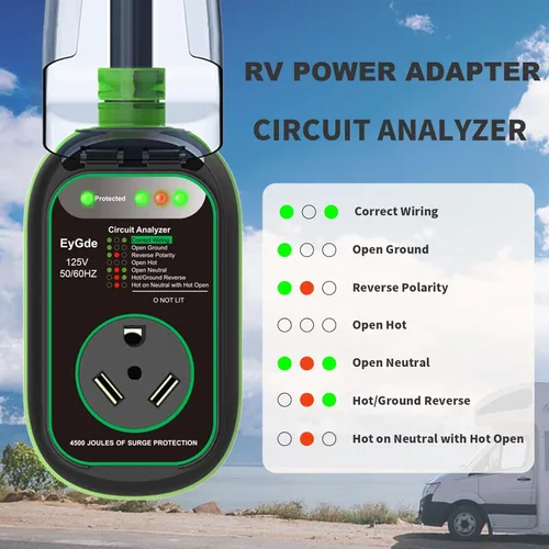 Miniatura 3 de EyGde Adaptador de 15 amperios a 30 Amp 110 RV con protector de sobretensión, adaptador patentado 4500J 5-15P macho a TT-30R RV enchufe RV