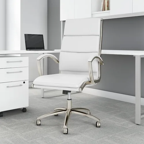 Miniatura 2 de Bush Business Furniture Modelo Silla de oficina ejecutiva de cuero con respaldo alto en color negro Solución de asiento ergonómico para estación