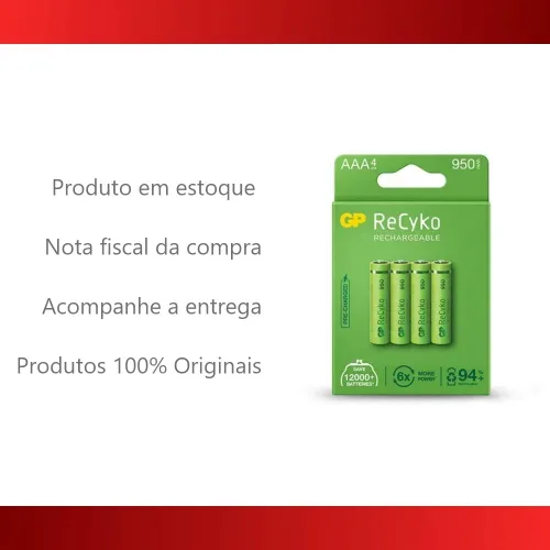 Miniatura 4 de GP Batería NiMH AAA/LR03 1.2v 1000mAh Pack 4 [GP-NIMH-AAA-02]