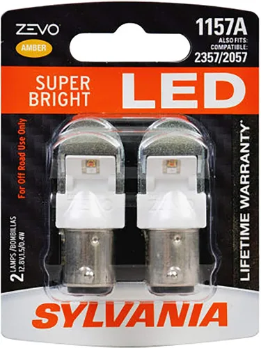 SYLVANIA - Bombilla LED ámbar 1157 ZEVO - Bombilla LED brillante, ideal para luces de estacionamiento y giro (contiene 2 bombillas)