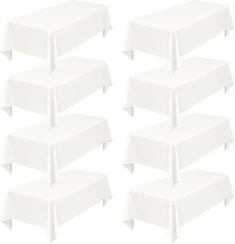 Miniatura 55 de Showgeous Paquete de 4 manteles rectangulares de poliéster de 60 x 102 pulgadas, resistentes a las arrugas, lavables, para bodas, mesas de comedor