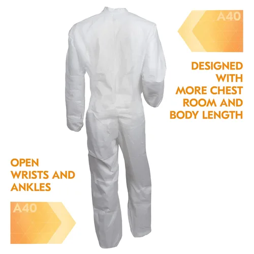 Miniatura 4 de KleenGuard™ A40 - Overol de protección contra líquidos y partículas (44303), cremallera frontal, blanco, grande (cantidad 25)
