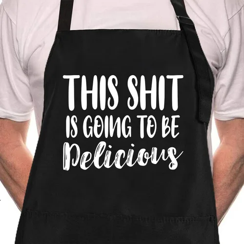 Miniatura 8 de ZOORON Divertidos delantales de chef negros para hombres, ajustables, para barbacoa, cocina, con bolsillos, accesorios para parrilla Tu opinión