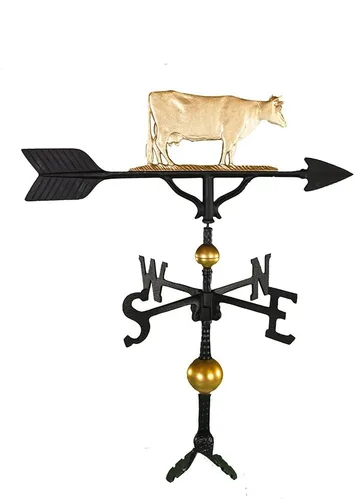 Miniatura 12 de Montague Metal Products Veleta de lujo de 32 pulgadas con adorno de vaca negra satinada, natural Negro