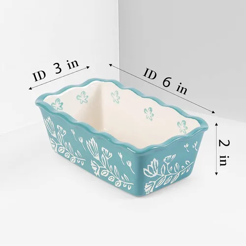Miniatura 6 de Wisenvoy Mini molde para pan de cerámica para hornear pan, mini sartenes para pan de 4 piezas