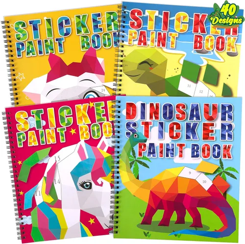 Miniatura 8 de 90shine 4 piezas de manualidades navideñas para niños de 4 a 8 años Libros de pintura adhesiva - Incluye diseños de Papá Noel, muñeco de nieve