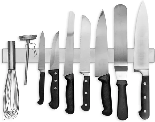 Miniatura 11 de Portatuchillos magnético de madera de acacia de 10 pulgadas con uso multiusos, soportes magnéticos para cuchillos de cocina, portacuchillos