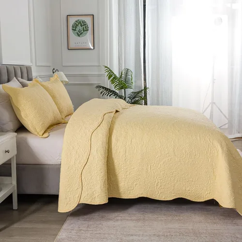 Miniatura 193 de HoneiLife - Juego de colcha de tamaño Queen, juego de ropa de cama de pana bordada de 3 piezas, colcha de lujo, ligera, cálida, para todas las Pana