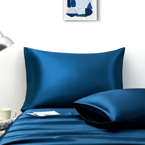 Miniatura 43 de Ersmak Juego de 2 fundas de almohada de satén estándar, ultra suaves y sedosas para cabello y piel, resistentes a las arrugas a la decoloración