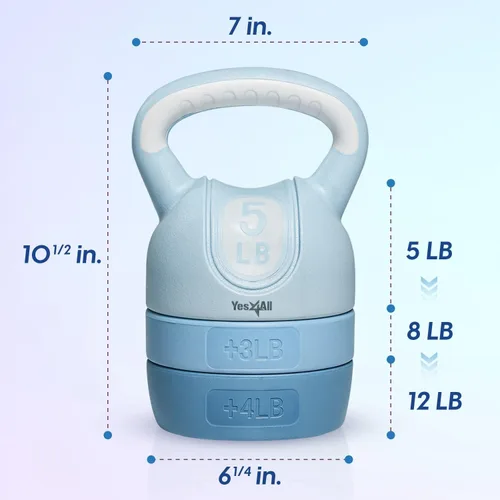 Miniatura 2 de Juegos de pesas rusas Yes4All - Juego de pesas rusas ajustables para entrenamiento de fuerza - Pesas rusas con peso ajustable para entrenamientos D.