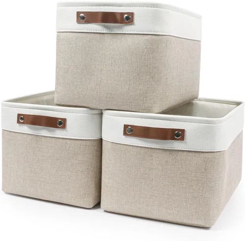 Miniatura 18 de Bagnizer 13x13 Cajas de almacenamiento cúbicas, caja de almacenamiento plegable de tela, paquete de 4 cestas de armario con asas para organizar