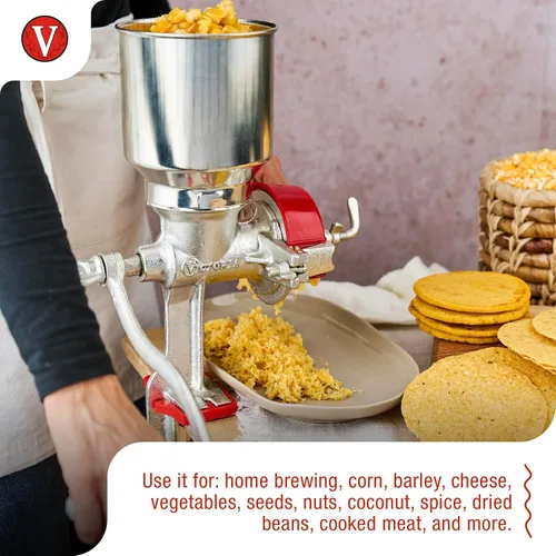 Miniatura 4 de Victoria Molino manual de grano de hierro fundido con tolva alta, molino de maíz premium y molinillo de granos, fabricado en Colombia